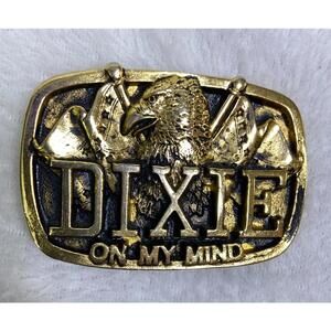 Vintage 1987 "Dixie on my Mind” C+J CJ1041 Pewter Belt Buckle - Made in USA